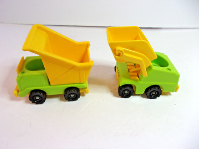 VINTAGE FISHER PRICE LITTLE PEOPLE 2 STYLES OF DUMP TRUCKS