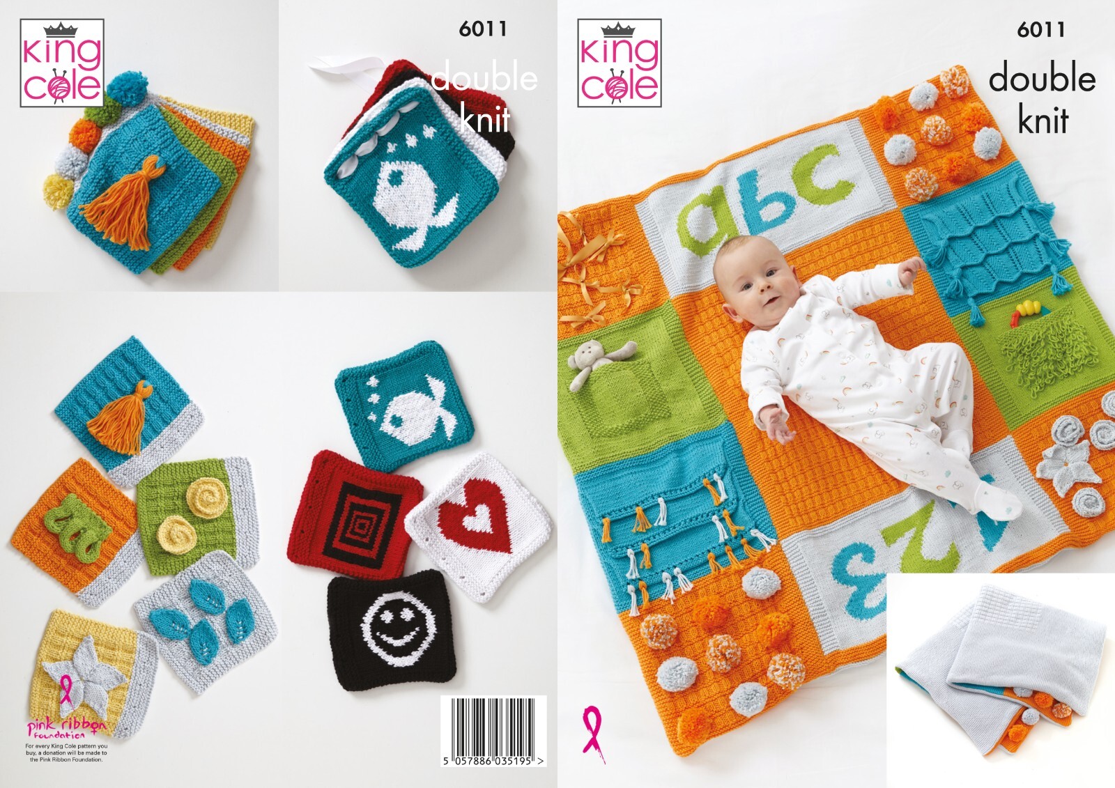 KINGCOLE KNITTING LEAFLET 6011.  DOUBLE KNITTING  YARN BOOKS & PLAY MAT.