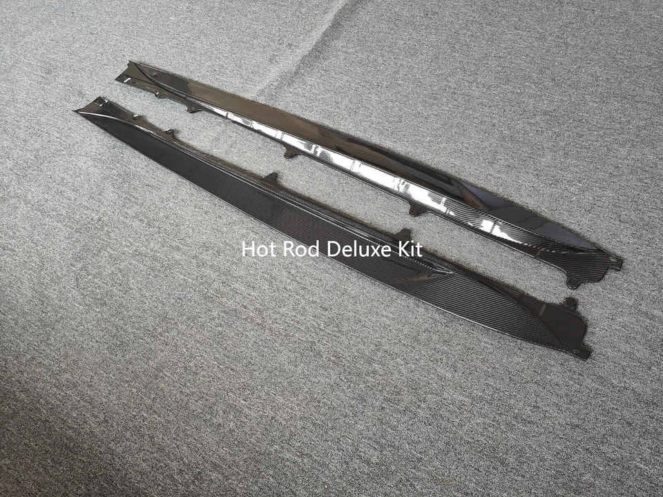 Faldas laterales de fibra de carbono real faldón lateral cubierta labial para Jaguar tipo F 2014-2024 Foto 3 de 4