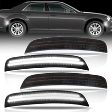 4PCS Smoked Front Rear LED Side Marker Light White For 2015-2023 Chrysler 300
