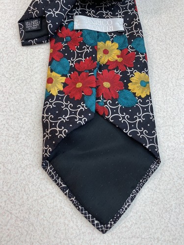 Cravatta collo uomo Enrico Coveri - geometrica con fiori - 100% seta Made in Italy - Foto 5 di 6