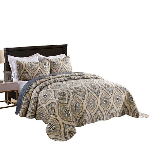 3-teiliges leichtes Quilt King bedrucktes Quilt Set Bettwäsche leicht Oversize - Bild 9 von 9