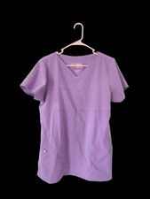 Grey  s Anatomy Scrub Top Size L Purple Signature Collection Short Sleeve Pockets