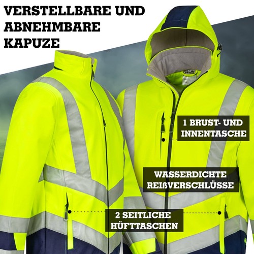 Warnschutz Softshelljacke Warnschutzjacke gelb orange Arbeitsjacke Safetytex - Bild 6 von 17