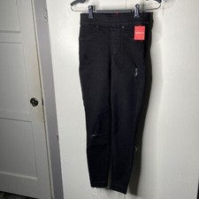 Spanx Vintage Distressed Ankle Skinny Jeans Black Pull On Denim Legging XS NWT
