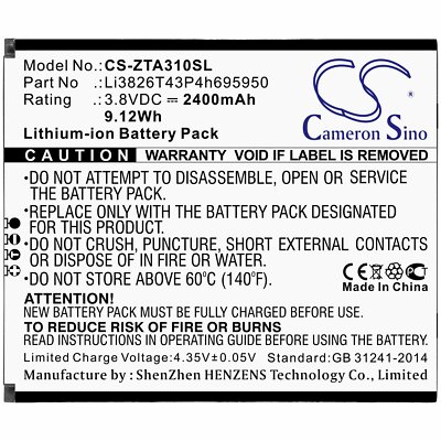 2400mAh Battery for ZTE Blade A3 2020,Blade A3Y,P545,Blade A3 2020T,9.12Wh,3.8V