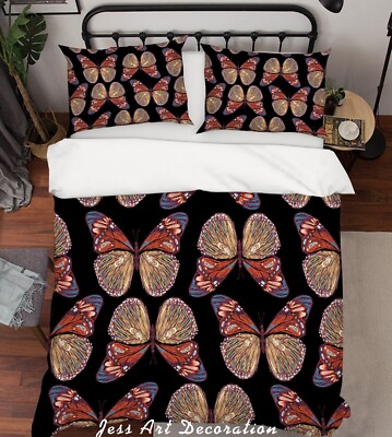3D Butterfly Black Background Quilt Cover Set Bedding Sets Pillowcases 64