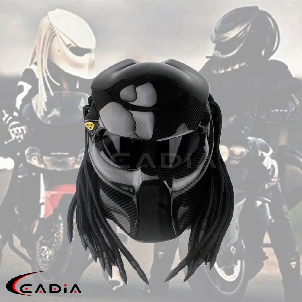 Custom Predator Motorcycle Helmet Carbon Fiber Full Face Iron