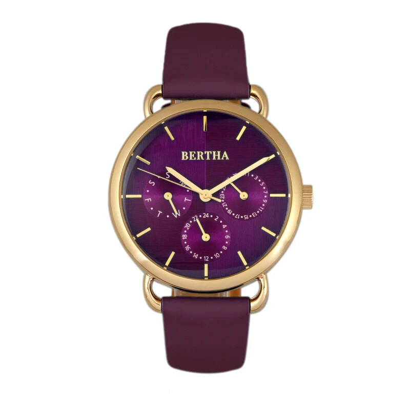 Stainless Steel Bertha Emily Watch Bertha Emily MOP Leather-Band - Main Image