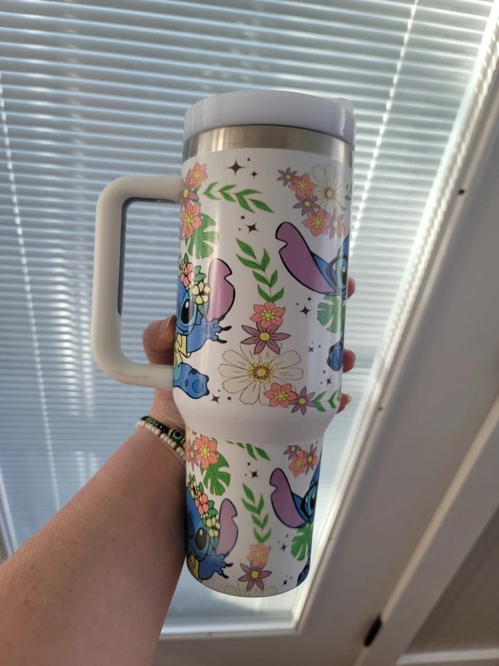 Vaso Dupe 40oz verde brillante azul alienígena con gafas inspirado Foto 3 de 4