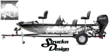 Skulls Graphic Abstract Fishing Bass Boat Wrap Decal Vinyl USA Pontoon Black