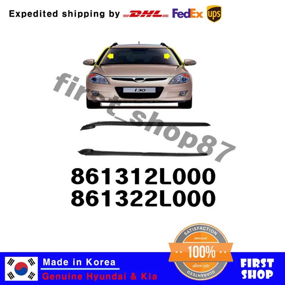 Juego de 2p molduras de parabrisas delantero izquierdo + derecho OEM para Hyundai Elantra 2009-2012 Foto 3 de 3