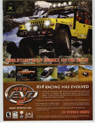 4X4 EVO 2 PC Video Game Art 2001 Vintage Print Ad/Poster Racing Jeep Photo