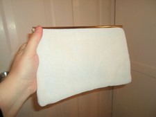 VTG Walborg White Beaded Clutch Handbag w/Unique Top Bar Closure 11" x 6-1/2"