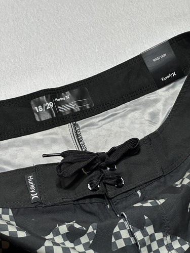 New Hurley Boys Shark Black Checkered Board Shorts Size 18/29Inseam 8” NWT - Picture 3 of 12