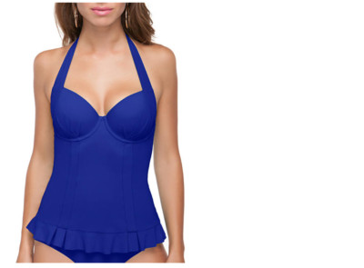 Profile by Gottex Starlet $94 Tankini Top D-Cups, Size 34 D Lapis