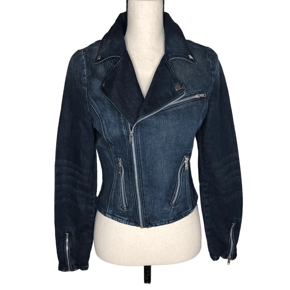NUEVA Chaqueta de Jean Mango Jeans Estilo Motociclista Nueva con Etiquetas Foto 2 de 4