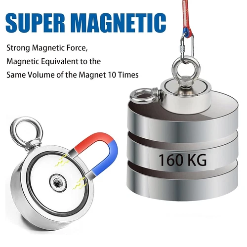 1800LBS Magnet Fishing Kit, Double Sided Pulling Force Earth Magnet with Grappli - Picture 3 of 10