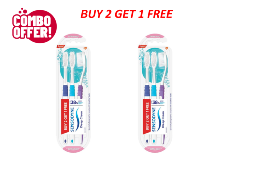 Sensodyne Deep Clean Manual Brush Super Saver Pack Buy 2, Get 1 Free - Picture 1 of 6