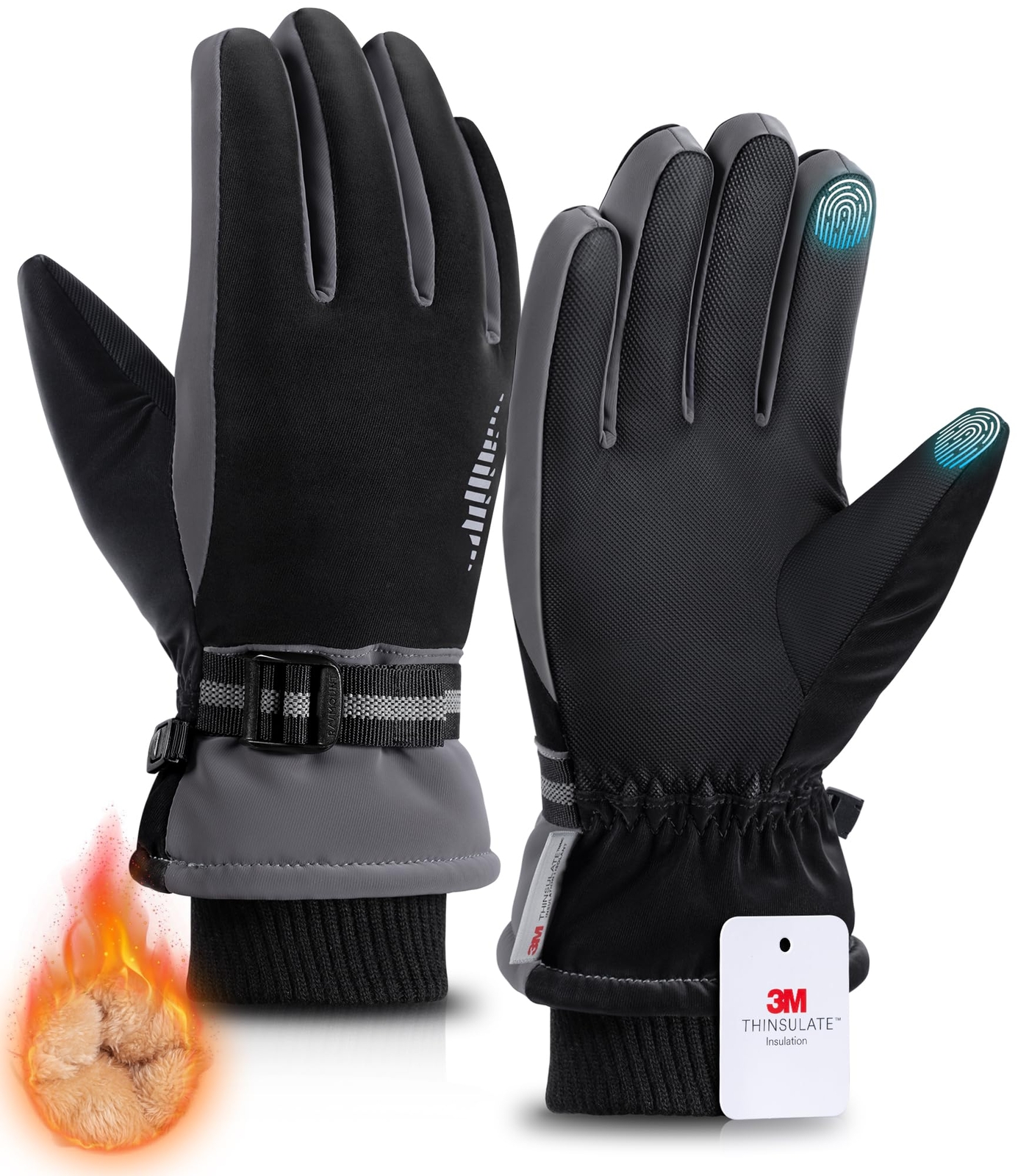 Winter Thermal Ski Gloves for Men and Women - Warm Waterproof Cold Weather Gear