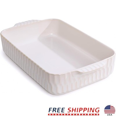 Ceramic Casserole Dish 4.7QT Lasagna Pan W/ Handles Oven Safe Kitchen Bakeware