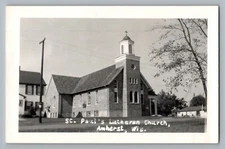 Amherst Wisconsin WI St Pauls Lutheran Church Real Photo Postcard RPPC 1950-