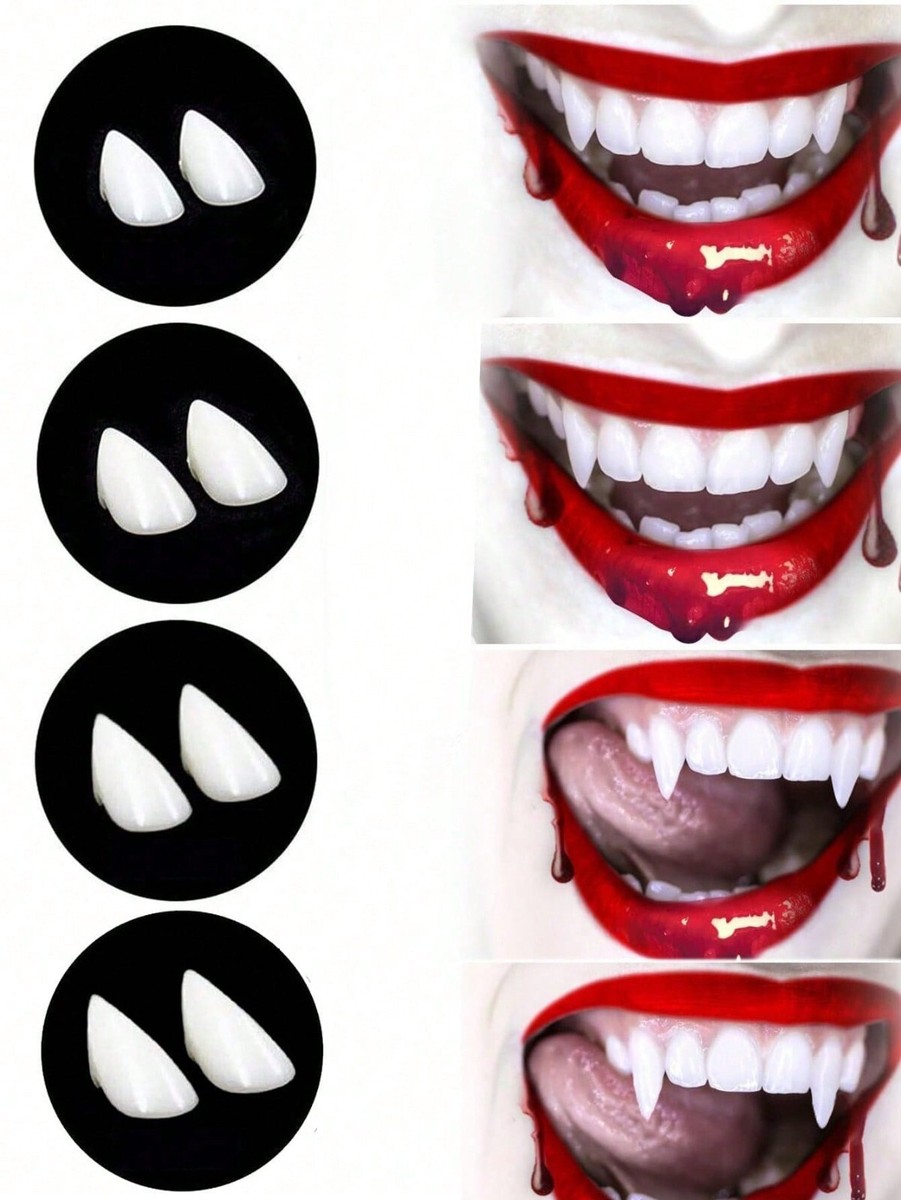 Swag Fangs Werewolf Fangs 4 Pairs Halloween Cosplay Vampire Teeth, 4 Sizes Fake ...