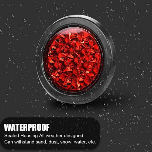 4INCH 16-LED Round Red White Truck Trailer Brake Stop Turn Signal Tail Lights - Picture 10 of 16