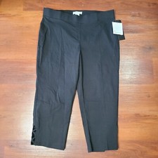 89th Madison Capri Pants Womens L Black Tummy Control Comfort Waist Stretch New