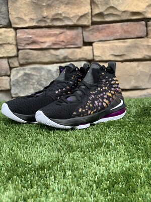 Nike LeBron XVII 17 GS Lakers EP Black Eggplant Amarillo BQ5594-004 Size 