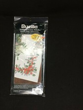1998 Bucilla Stamped Cross Stitch Kit 83969 Holiday Holly Table Runner 14"x44"