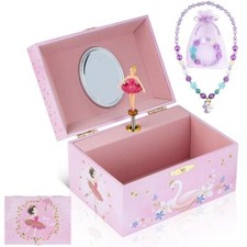 Girls' Musical Jewelry Box Organizer with Jewelry Set - Pink Ballerina