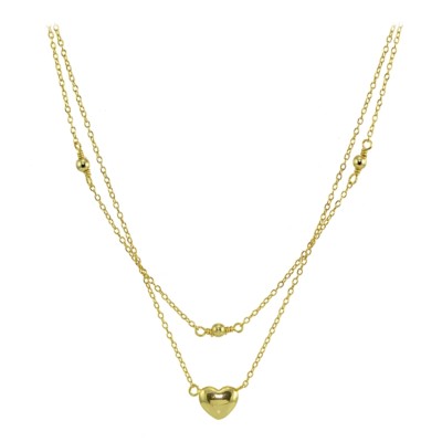 Herz Lagenlook Choker Halskette in poliertem vergoldetem Sterlingsilber