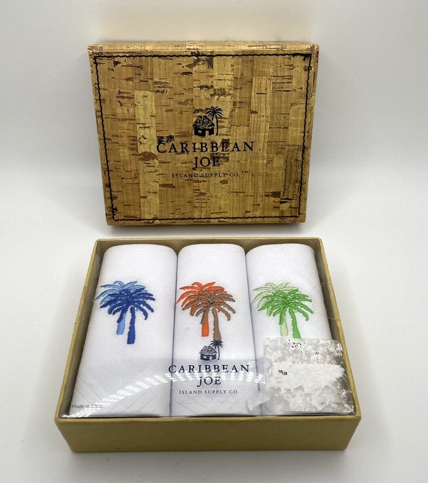 Paquete de 3 pañuelos Caribbean Joe azul naranja verde palmeras balanceándose de colección? NOS Foto 2 de 4