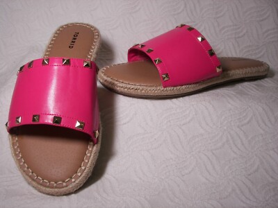 Torrid Hot Pink Studded Faux Leather Slide Sandals Espadrille Size 9 WW  Wide NEW | eBay