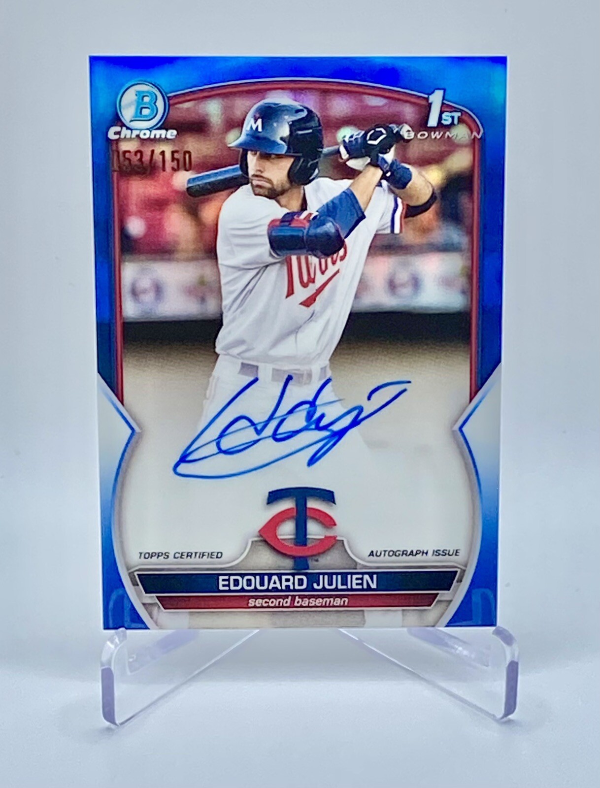 Edouard Julien 2023 Bowman Chrome 1st Auto RC Blue Refractor /150 #CPA-EJ