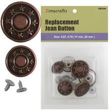 17 - 20 mm No-Sew Replacement Jean Tack Buttons CBO24 4 CT. 6