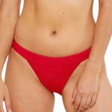 Andie Swim The Banded Cheeky Bikini Bottom Stretch Cherry Red L
