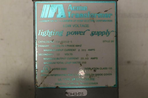 0.25 KVA ACME Lighting Transformer 120-12 VOLTS Volt 1 Phase TLV-25012-S - Picture 2 of 8