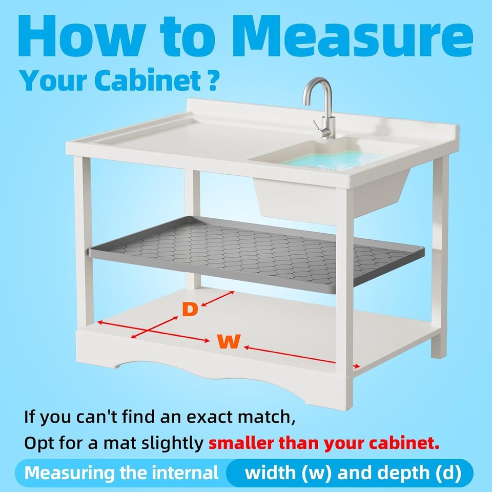 Waterproof Under Sink Mat 34” x 22” Liner for 34"W x 22"D