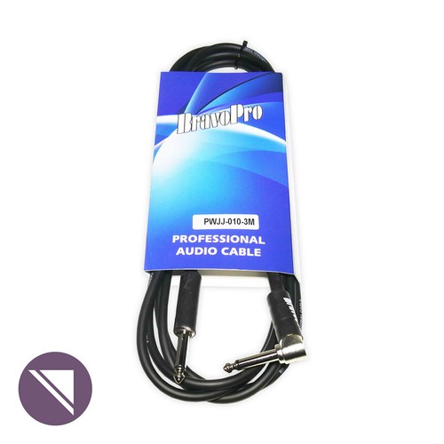 BravoPro PWJJ010-03 3M Instrument Cable 6.35mm 90deg. TS Jack to 6.35mm TS Jack - Bild 1 von 2