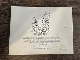 Tiny Toon Adventures Nintendo NES Instruction Manual Booklet ONLY