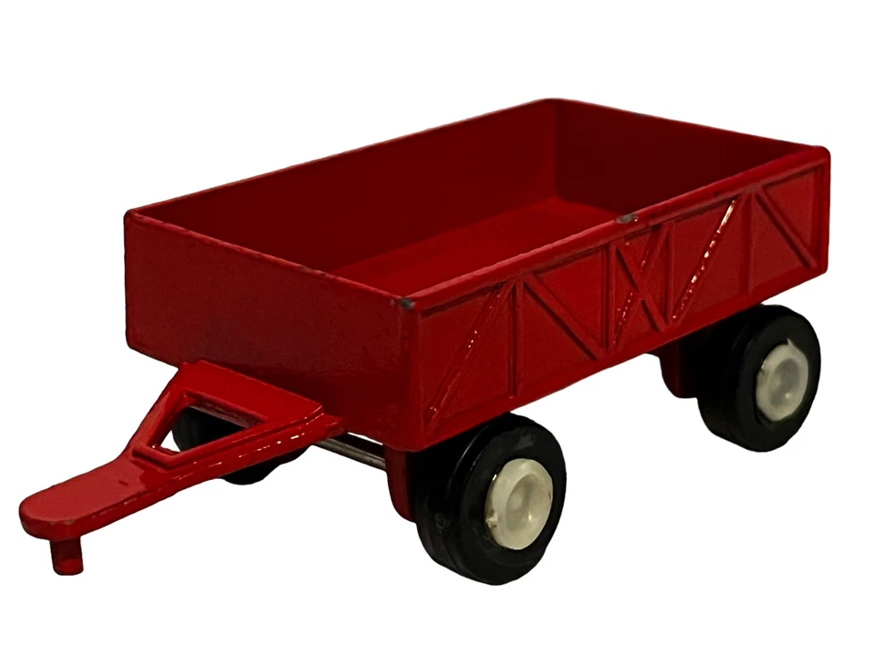 Remolque de granja tractor barcaza diecast juguete Tootsie 1980 vagón rojo 1:64 Foto 2 de 4