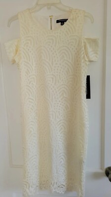 Sharagano Stretch Lace Ivory Sheath Dress retails $118 in Women's size 8 NWT