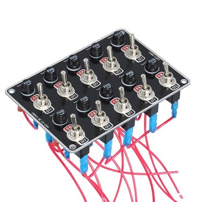 10 Gang Black Rocker Switch Panel Circuit Breaker with Fuse Box Car Marine Boat