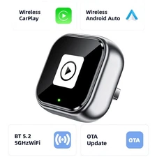 For Wireless CarPlay & Android Auto Adapter WIFI Bluetooth Converter Plug & Play