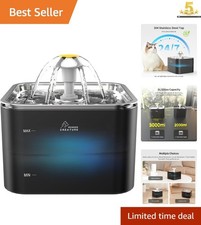 Stylish Crystal Cat Water Fountain with Stainless Steel Lid - 101oz Capacity