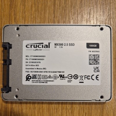 Crucial MX500 2,5-Zoll 1TB SATA III Interne SSD (CT1000MX500SSD1)