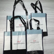 Vineyard Vines Small Reusable Med Shopping Tote Bag Whale Handles Lot Of 4 Bags