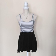 Black and White Striped A-line Dress